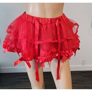Ladies Sexy Red Tulle Skirt with‎ Bows Size Medium HG7876